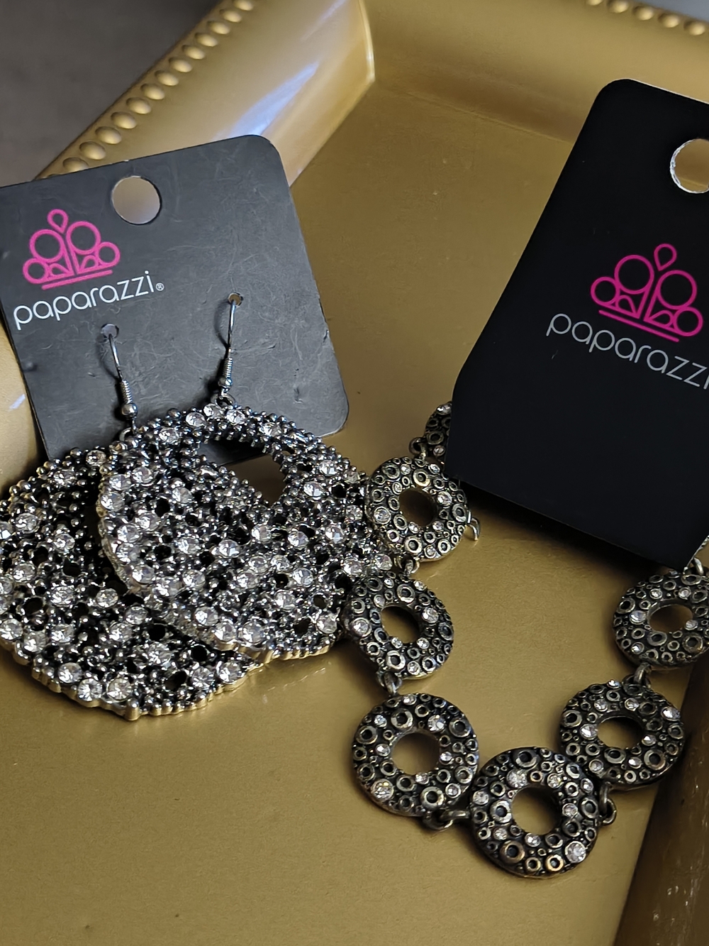 Paparazzi Silver Crystal Hoop Earrings - Sparkling Silver Statement Jewelry